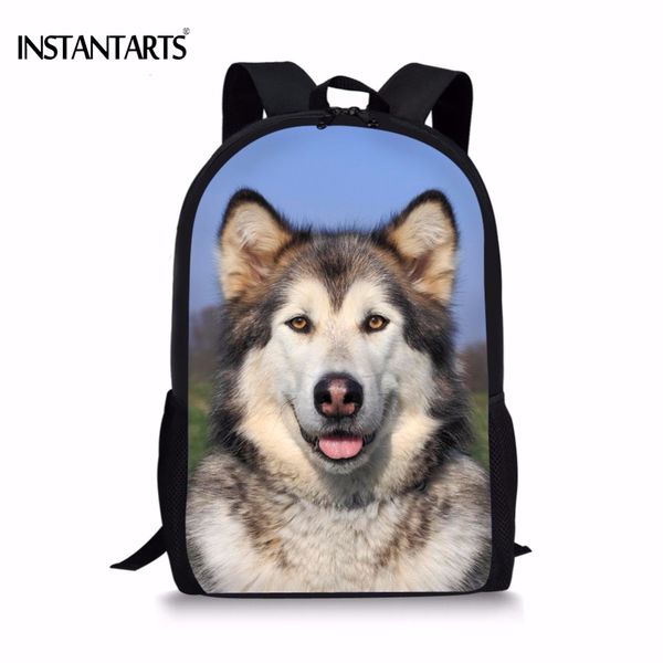 

instantarts casual primary school students schoolbags cute 3d dog alaskan malamute print boys girls bookbags children backpacks