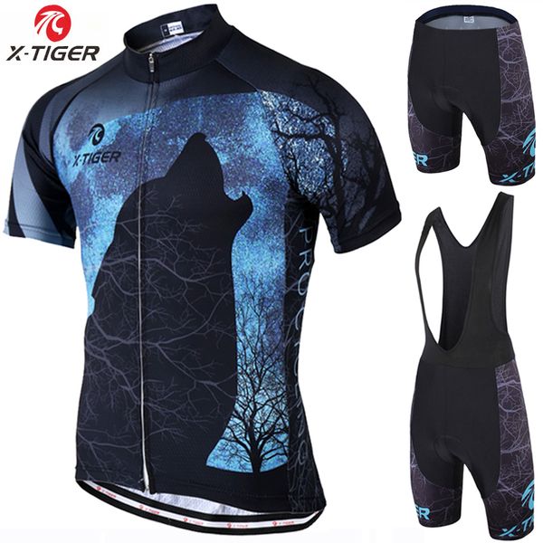 

x-tiger pro summer cycling clothing mtb bike jersey set ropa ciclista hombre racing bicycle clothes cycling set, Black;blue