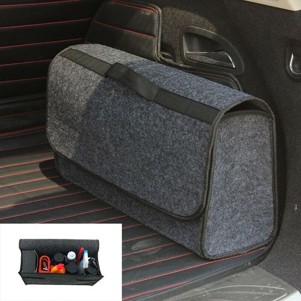 

multi-use gray felt trunk organizer car suv storage bag travel boot box foldable