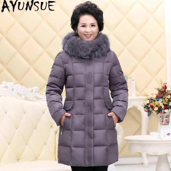 

women's down & parkas ayunsue 2021 jacket woman hooded winter coat women long middle-aged big fur collar plus size chamarras de mujer 1, Black
