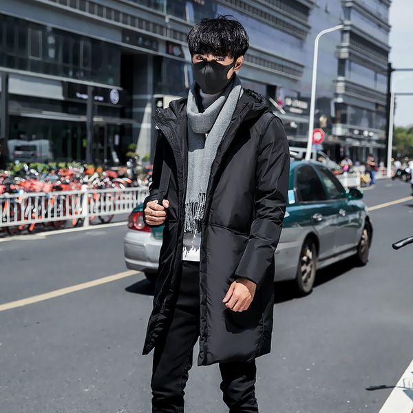 

2019 new winter mid-length loose men's thick warm hooded hooded coat winter coat color black m-3xl