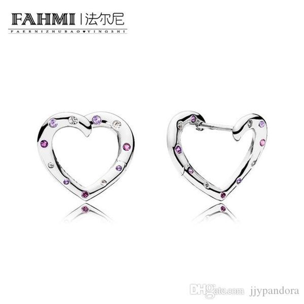 

hywo 100% 925 sterling silver 1:1 original bright heart earrings 297231nrpmx vintage women's jewelry wedding gift, Golden;silver