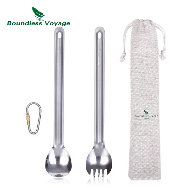 

boundless voyage long handle spoon spork outdoor camping tableware titanium cutlery mess kit