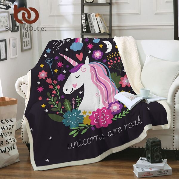 

beddingoutlet unicorn throw blanket floral cartoon sherpa blanket for kids girl couch soft plush bedspreads thin quilt drop ship