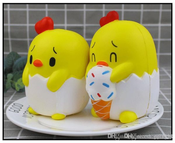 

bravo h cartoon chick eat ice cream squishy cute 13cm jumbo slow rising phone straps cartoon pendant scented bread kids fun toy gift e540