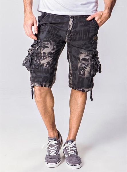 

summer shorts designer baggy overalls with multiple pockets zipper fly casual hemme shorts camouflage print man, White;black