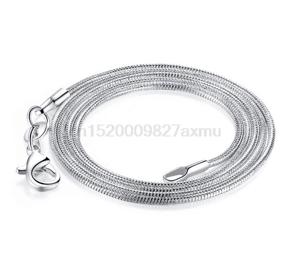 

500pcs/lot silver plated necklace, silver fashion jewelry snake chain 1mm necklace 16 18 20 22 24 inches