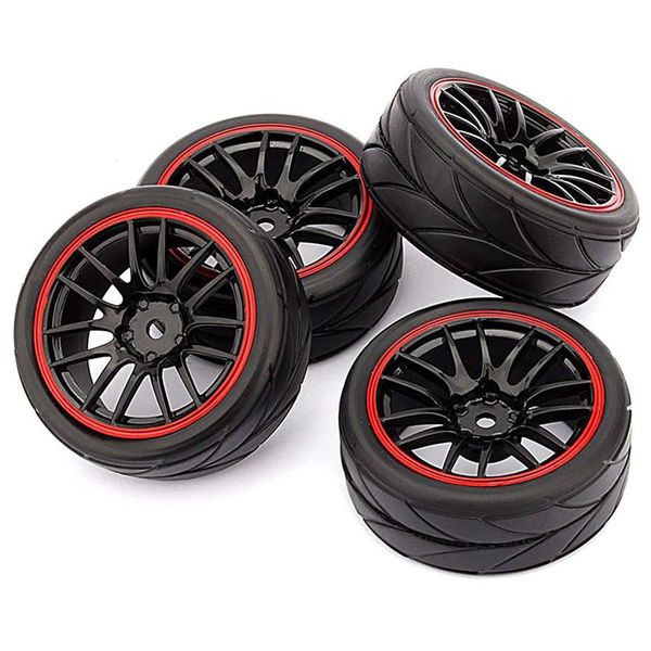 

4pcs 12mm hub wheel rims & rubber tires for rc 1/10 on-road touring drift car r
