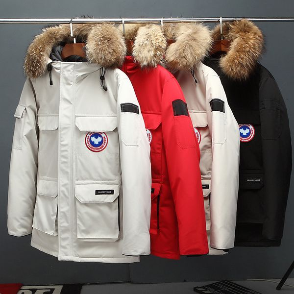 

Hand ome down jacket wind outdoor tooling with thick warm winter hort paragraph cool wind out ide canada frock thick warm coat 2019 new, Black