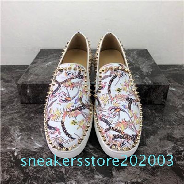 

2020 men women casual shoes designer red bottoms studded spikes fashion insider sneakers red leather low boots size34-48 s03, Black