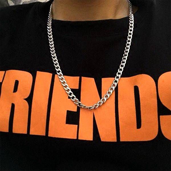 

kingdeng necklace choker jewelry punk silver chain fashion gift for men hip hop gothic accessories women zinc alloy chains, Golden;silver