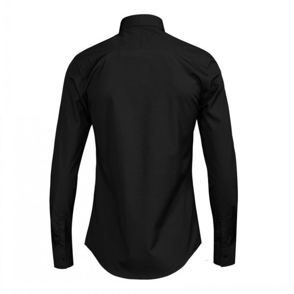 

men's dress shirts mens long sleeve formal shirt embroidery wedding chemise homme big size white business office work, White;black