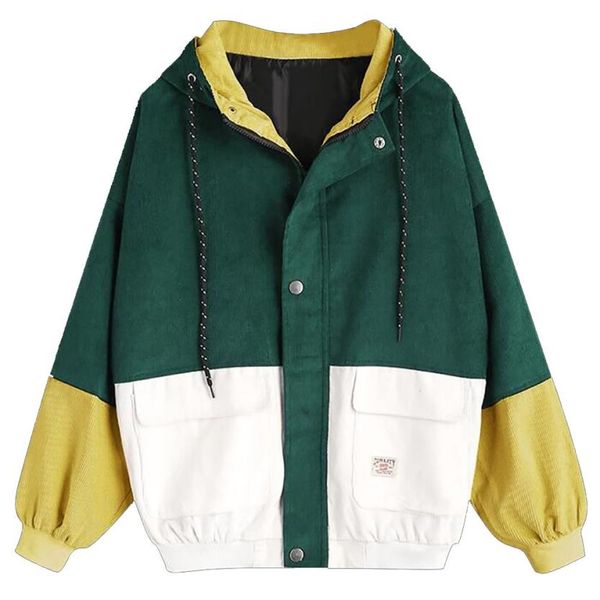 

outerwear & coats jackets fashion oversize corduroy long sleeve women's jackets 2019 autumn winter zipper windbreaker coats 2019, Black;brown