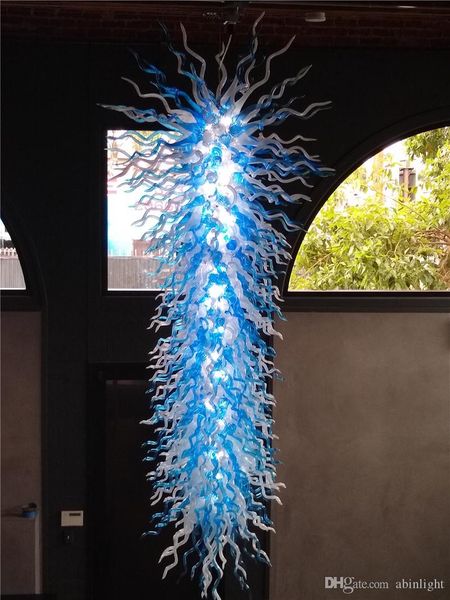 Produttore Blue100% Soffiato a mano Lampadari d'arte personalizzati Illuminazione Vetro di Murano Grandi lampade a lampadario grande Villa Hotel Ristorante De