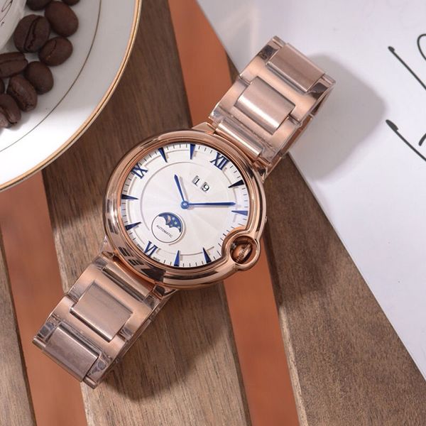 

бутик мужские часы автоматическое механическое движение 316 стальной ремешок hd усиленное стекло авто дата реальная фаза луны 24 часа диспле, Slivery;brown