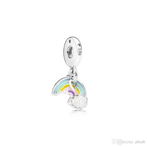 

925 sterling silver rainbow pendant charms original box for pandora european bead charms bracelet necklace jewelry making accessories, Bronze;silver
