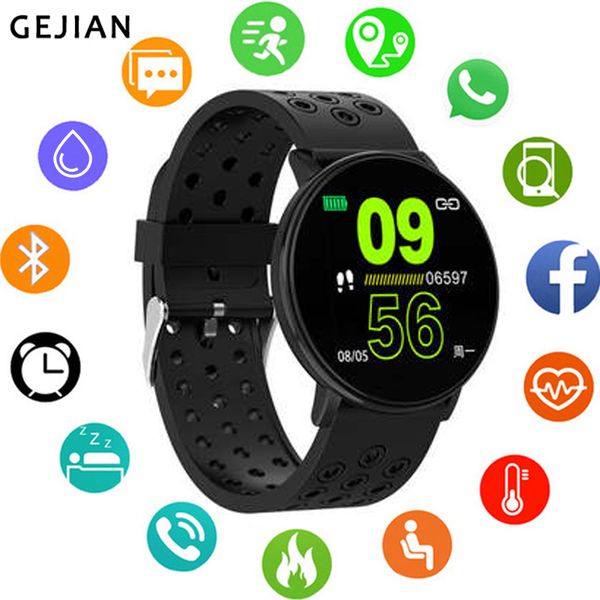 

gejian new smart watch android waterproof sports men and women smartwatches remote camera heart rate blood pressure wristwatch, Slivery;brown