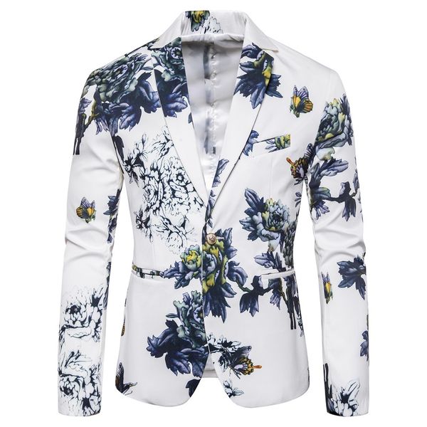 

mens flower coats asian size s m  xl xxl xxxl mens blazer slim design men jacket spring and autumn, White;black
