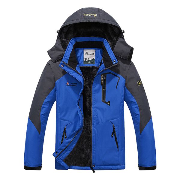 

twe winter men waterproof sport jacket warm hiking camping cycling bike bicycle skiing fishing windproof fleece outdoor coat, Blue;black