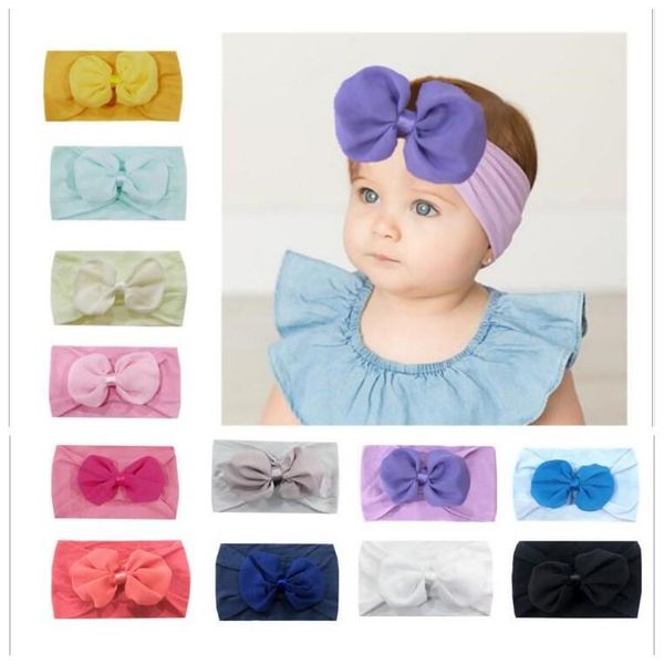 Fashion Baby Super Soft Turban Nylon Headband Chiffon Bow Knot