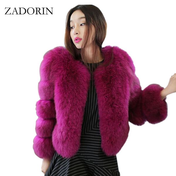 

zadorin thick warm faux fur coat 2019 winter jacket women fur coat faux jacket short fake overcoat, Black