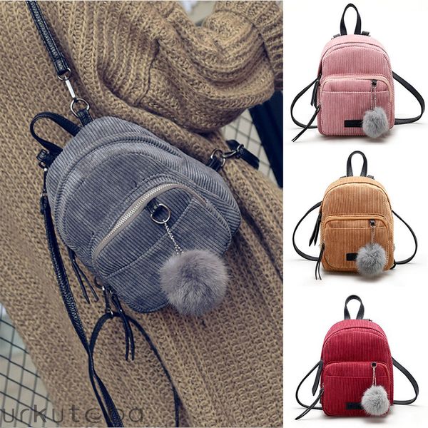 

women mini corduroy backpack school bags travel handbag shoulder bag rucksack