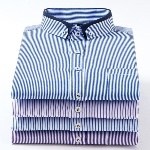 

formal business double collar men striped long sleeve dress shirt non-iron regular fit work new fashion smart casual shirt, White;black