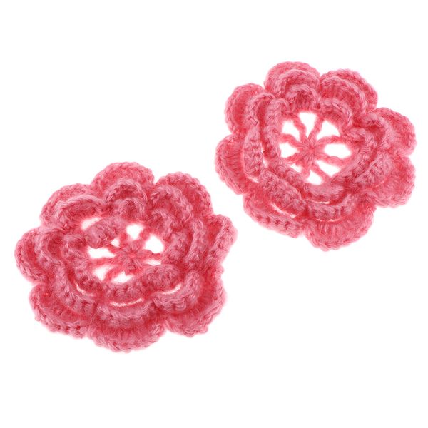 

2pcs handmade large crochet flowers crafts embellishment applique diy, Black