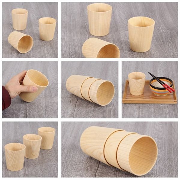 

creative solid wood milk cup large capacity drinking tea thermal insulation wood cup home applicable cup t3i5040