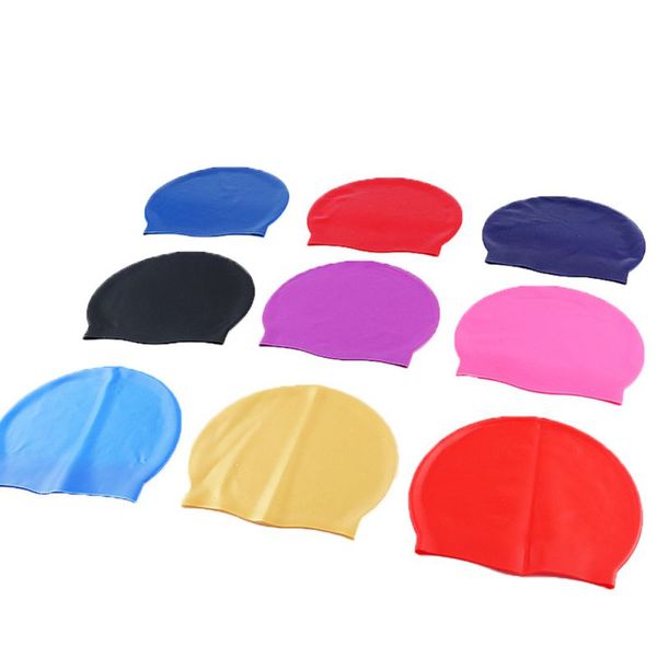 

men's women's waterproof silicone pool protection ears children long swimming caps sports swimming hair cap children