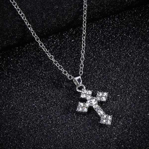 

большое ожерелье с прозрачными элементами из циркона кристаллы ожерелья с подвесками в виде хип-хопа, Silver