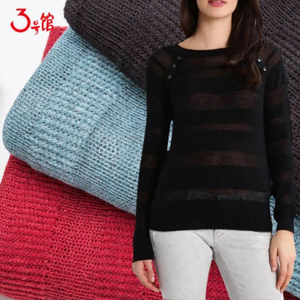 

knit polyester fabric stripe for sewing women blouse or cardigan 50x155cm/piece kt00110, Black;white