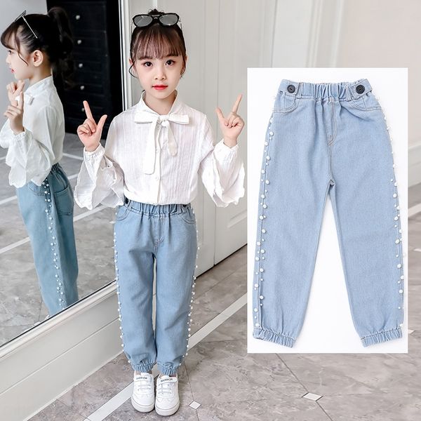 

girl's jeans 2019 autumn clothes children's western style jeans women's women's pants autumn style big girl's pants, Blue