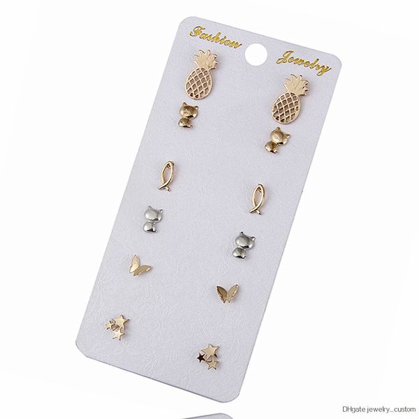 

New Fashion Stud Earrings Set Simple Earrings Set Flower Bird Heart Simple Round Cute Stud Earrings Woman Gift E0203
