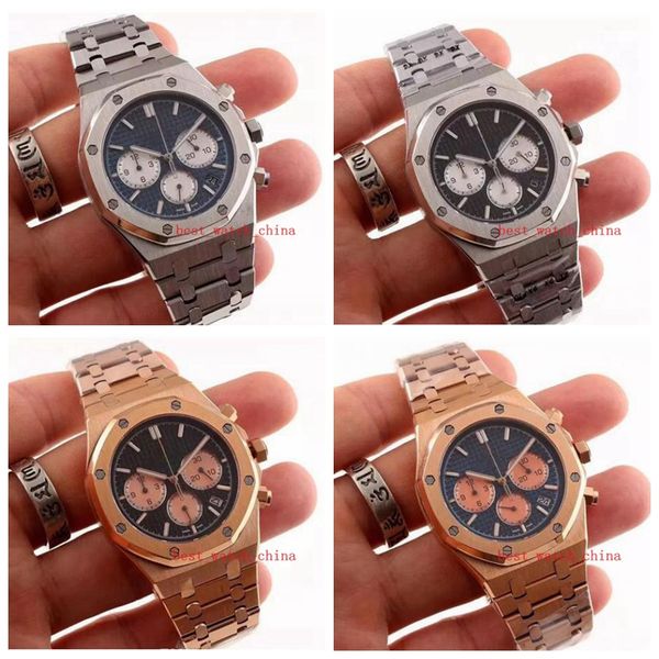 

4 цвета высокое качество роскошь 26331 15400 мужские часы из нержавеющей стали 42 мм vk кварцевый хронограф движение спорт мужчины бизнес, Slivery;brown