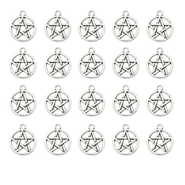 

pack of 20 silver plated pattern star pendant beads for diy jewelry bracelet necklace findings, Black