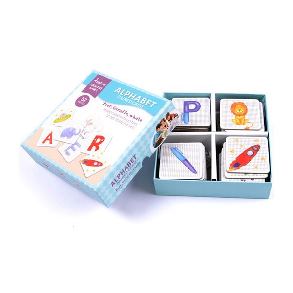 

52pcs / набор детей бумаги алфавит парный карты детские обучение когнитивная игры ассоциативная память игрушки animal puzzle