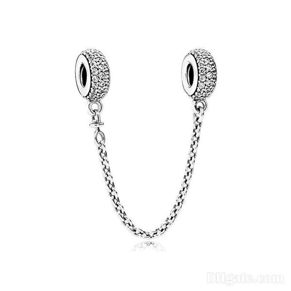 

цепи женщины 3 цвета 925 цепи стерлингового серебра clear cz безопасности 14k розовое золото покрыло приспосабливать pandora charms браслет, Silver