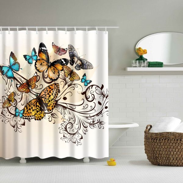 

beautiful animals butterfly decorative shower curtains bathroom curtain fabric waterproof polyester with hooks 180x180cm