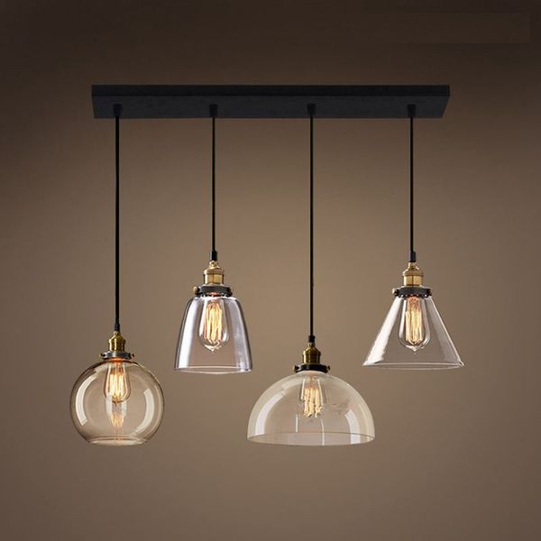 Lukloy Retro Glass Pendant Lights Led Kitchen Lamp Hanging Ceiling Lamps Living Room Lighting Fixtures Ming Drum