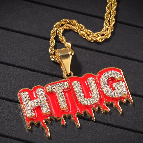 

men hip hop iced out htug pendant necklaces stainless steel never fade male hiphop letters necklace fashion jewelry gifts, Silver