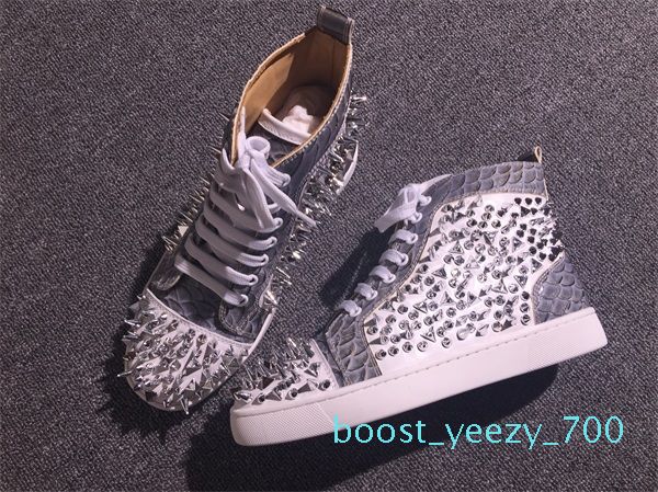 

роскошная pik pik шипы sneaker flat, red bottom shoes роскошная high top мужчины \\\ заклепки отдыха квартиры с коробкой eu35-46 b70, Black