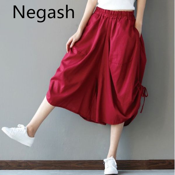 

6xl 5xl 4xl summer cotton linen loose trousers women wide leg pants elastic waist vintage womens casual loose pants mori girl, Black;white