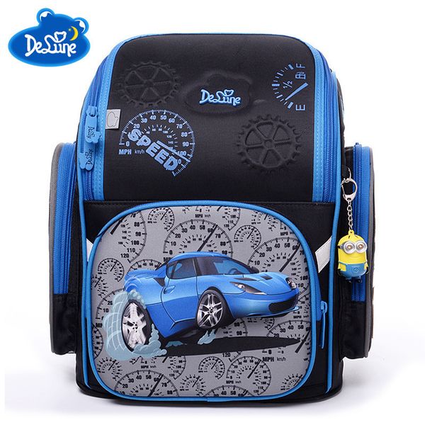 

factory famous brand delune kids primary school backpack children 3d cars schoolbag boys girls waterproof orthopedic school bags y190529