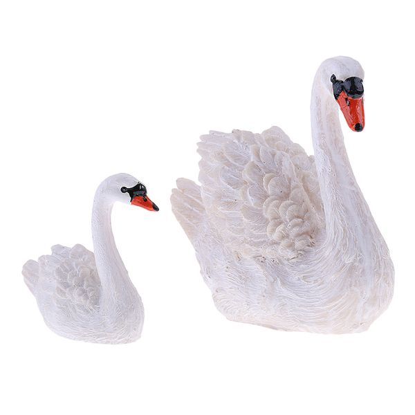 

exquisite 1 pair cute mini swan sculpture statues for home table garden park yard lawn grassland decoration