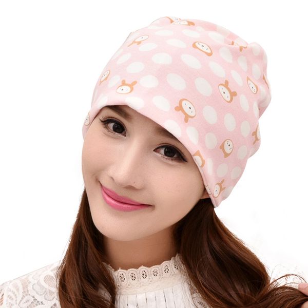 

new style maternal cotton confinement cap cartoon bear dui mao pregnant women time of childbirth multi-functional windproof hat, Black