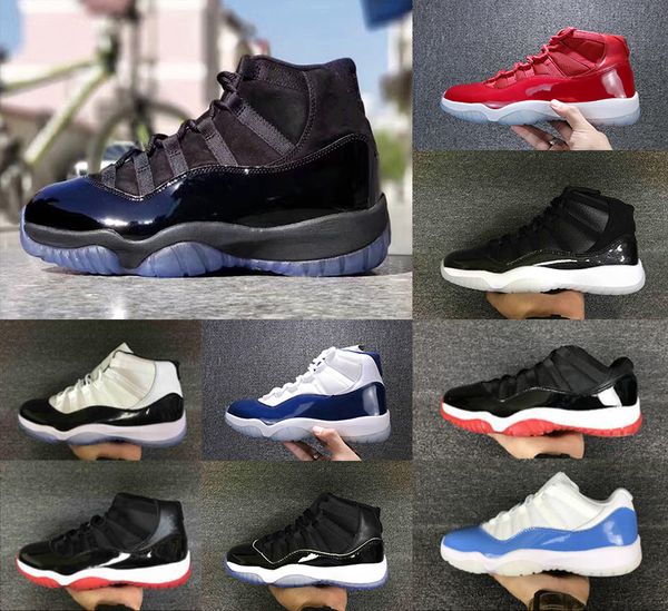 

new 11 cap and gown men basketball shoes 11s prom night concord space 45 gym red chicago sports sneakers eur 36-47