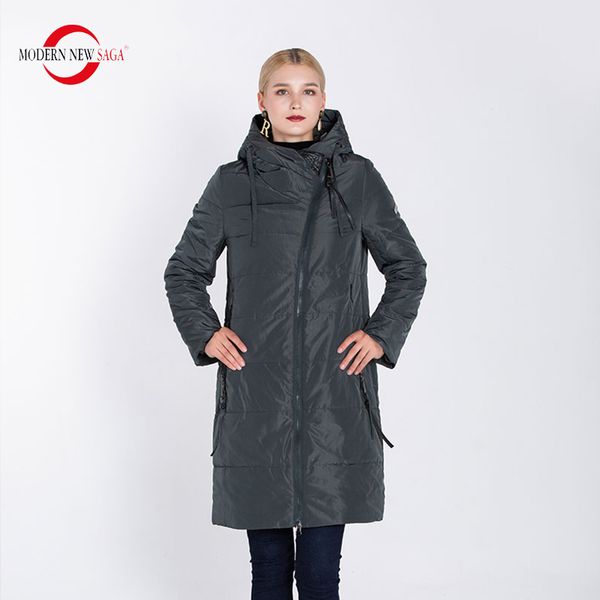 

modern new saga 2019 women coat autumn cotton padded coat women jackets hooded warm parka winter jacket long ladies coats, Black