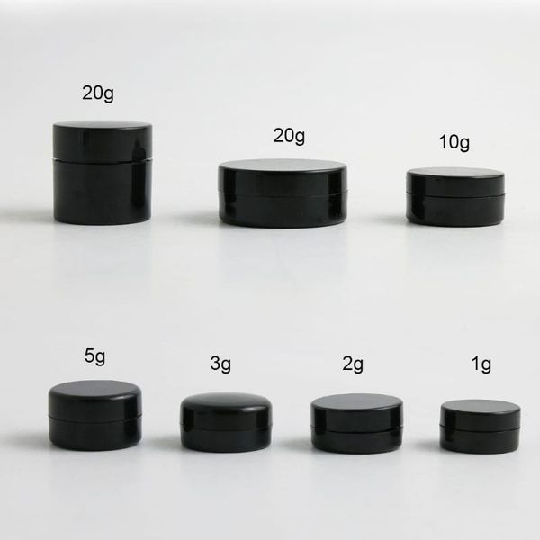 

500 x 1g 2g 3g 5g 10g 20g portable small jars pot box makeup nail art cosmetic bead storage container black travelling cream jar