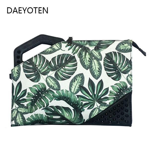 

daeyoten green leaf printed bags for women 2020 rivet shoulder bag flowers ladies hand bags large capacity handbag purse zm0528